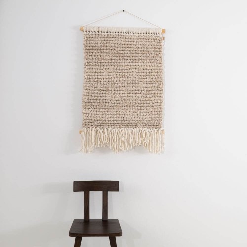 Wełniany kilim na ścianę 70x105cm - Beżowy | Moyha
