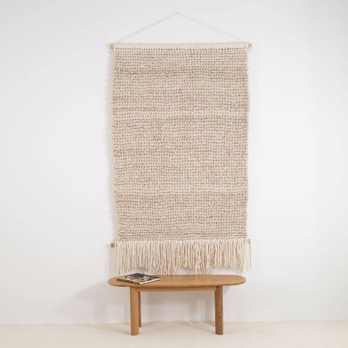 Wełniany kilim na ścianę 120x180cm - Beżowy | Moyha