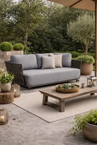 Sofa trzyosobowa ogrodowa Serano Lounge - Szara | Monnarita