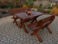 Zestaw ogrodowy Bawarski - stół 120 cm i 2 ławki 110 cm - Drewno olchowe