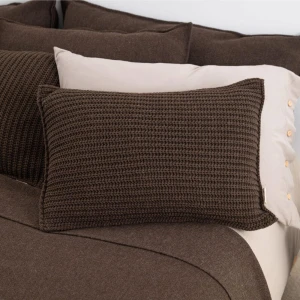 Poszewka ze splotem 60x40 cm - Brązowa DWA SPLOTY | MOYHA