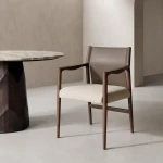 Krzesło z podłokietnikami - brązowe-taupe 50x50x81,5 cm | Ixia