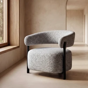 Fotel tapicerowany metalowy - szary 77x71,5x70 cm | Ixia