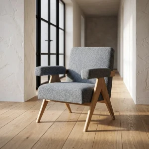 Fotel tapicerowany z podłokietnikami - niebieski 74x76x85 cm | Ixia