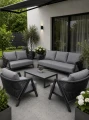 Zestaw ogrodowy sofa 2 i 3-osobowa, 2 fotele i stolik Maksymo - szary | Monnarita