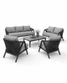 Zestaw ogrodowy sofa 2 i 3-osobowa, 2 fotele i stolik Maksymo - szary | Monnarita