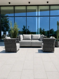 Zestaw ogrodowy sofa 3-osobowa i 2 fotele Serano - antracyt | Monnarita