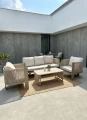 Zestaw ogrodowy sofa 3-osobowa, 2 fotele i stolik Leone - szampański | Monnarita