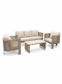 Zestaw ogrodowy sofa 3-osobowa, 2 fotele i stolik Leone - szampański | Monnarita