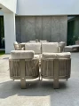 Zestaw ogrodowy sofa 2-osobowa, 2 fotele i stolik Leone - szampański | Monnarita