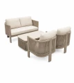 Zestaw ogrodowy sofa 2-osobowa, 2 fotele i stolik Leone - szampański | Monnarita