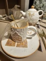 Talerz ceramiczny – kamieniczki beżowo-brązowy