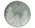 Talerz Ceramiczny - 27 cm zielony z białymi choinkami