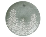 Talerz Ceramiczny - 27 cm zielony z białymi choinkami