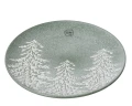 Talerz Ceramiczny - 27 cm zielony z białymi choinkami