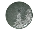 Talerzyk ceramiczny - 20 cm zielony z białymi choinkami