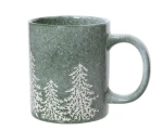 Kubek ceramiczny - zielony z choinkami