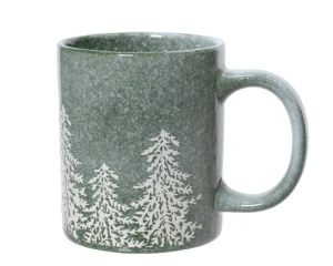 Kubek ceramiczny - zielony z choinkami