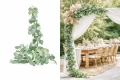 Girlanda 180cm eukaliptus - zielone liście, srebrny brokat